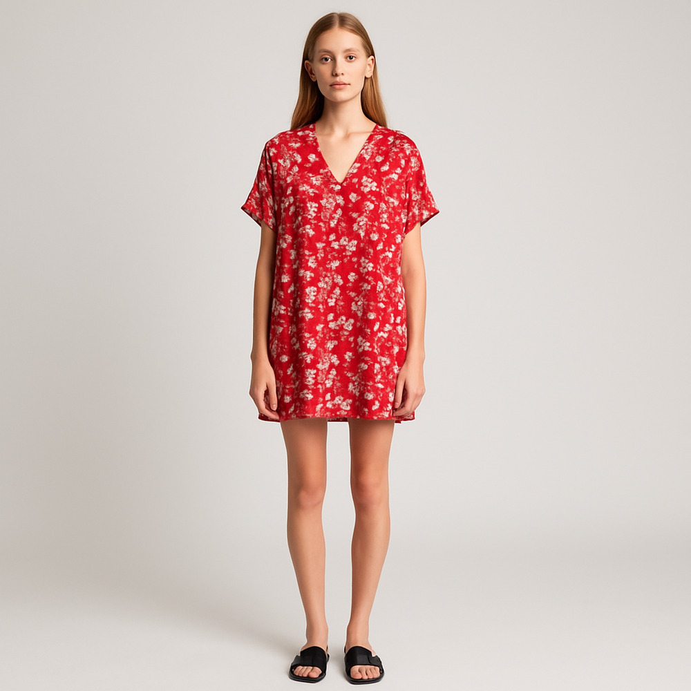 GP & J Baker H&M Red Floral Tunic Dress Size 8